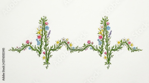 Elegant Floral Garland Border with Wildflowers and Greenery