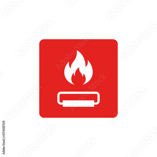 Flat vector illustration of a fire blanket in its protective red case, isolated on white background
