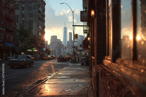 Urban Reflections - A Glimpse of New York City at Sunset.