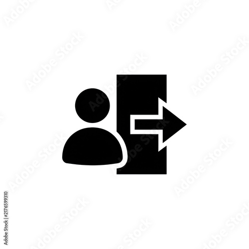 Obraz na płótnie Black exit log out icon with arrow and door symbol isolated on transparent background