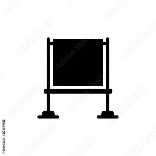 Black stand display banner icon for advertising and commercial signage presentation isolated on grid.