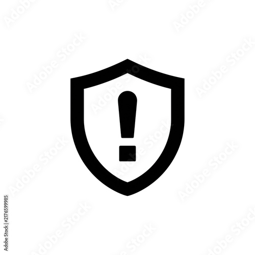 Security shield icon with exclamation mark representing alert system for cyber protection and data safety warning notifications.