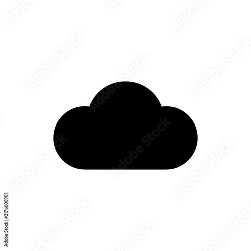 Minimal black cloud icon representing weather network data and online cloud storage on a transparent background.