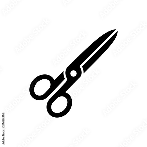 Office scissor silhouette icon for tailoring crafts stationery and creative professional tool design.