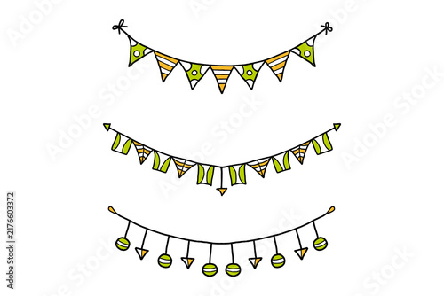 Hand Drawn Festive Garland, Decoration for Celebrations, Events, Festivals, Birthday Parties on Transparent Background