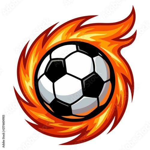 Soccer Ball With Fire Flame Illustration Vector