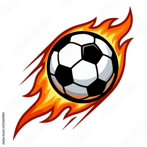 Soccer Ball With Fire Flame Illustration Vector