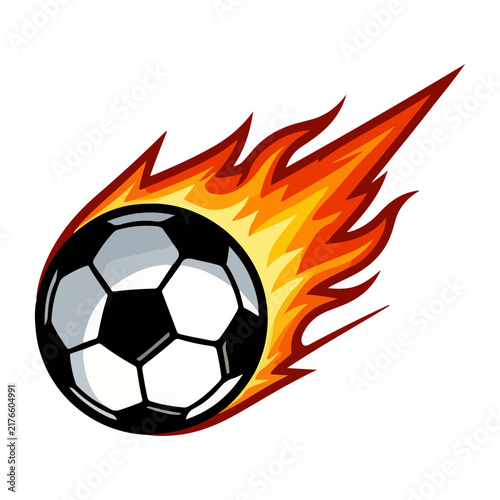 Soccer Ball With Fire Flame Illustration Vector