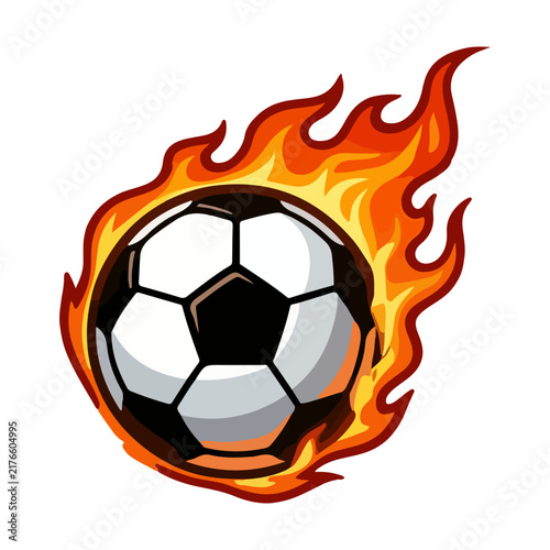 Soccer Ball With Fire Flame Illustration Vector