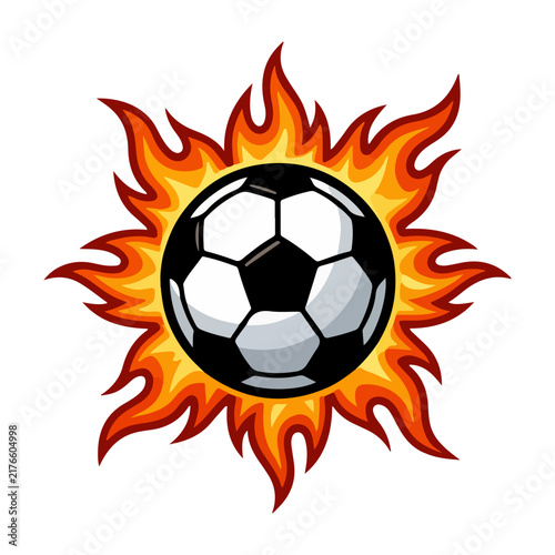 Soccer Ball With Fire Flame Illustration Vector