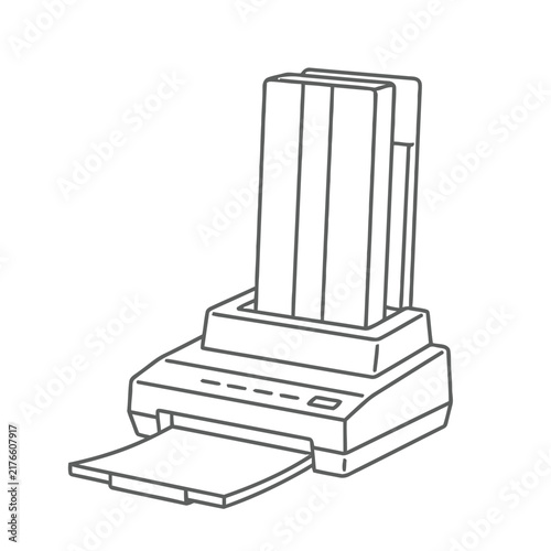 Line art of a printer with paper