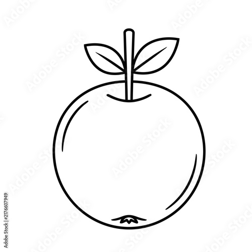 Outline of an apple with stem and leaves