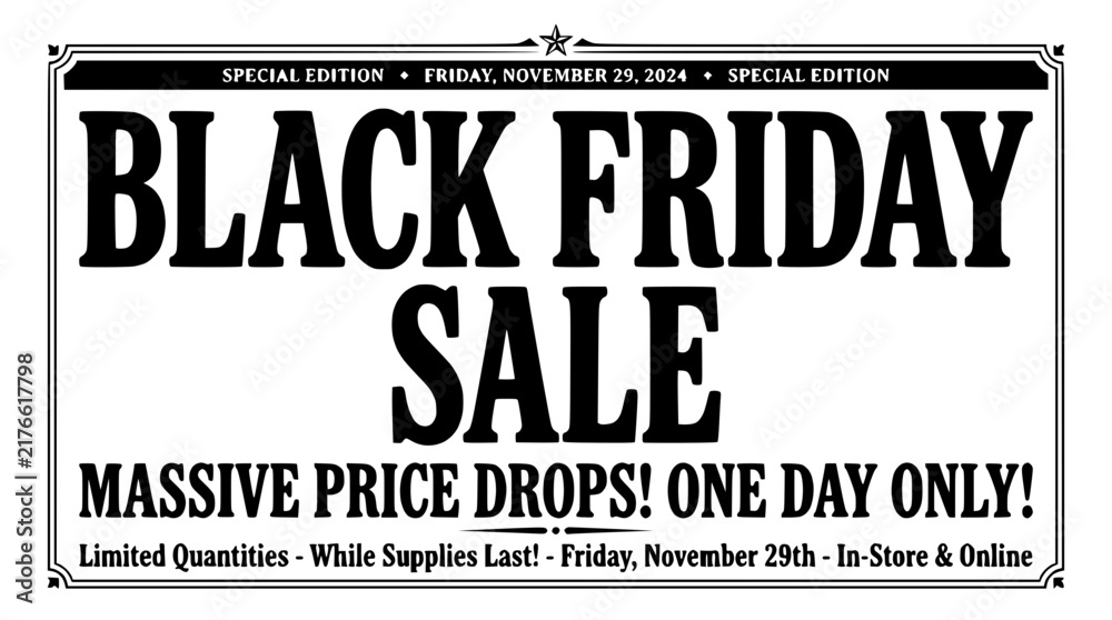 Obraz premium Black Friday Sale Typography Sign on Transparent Background