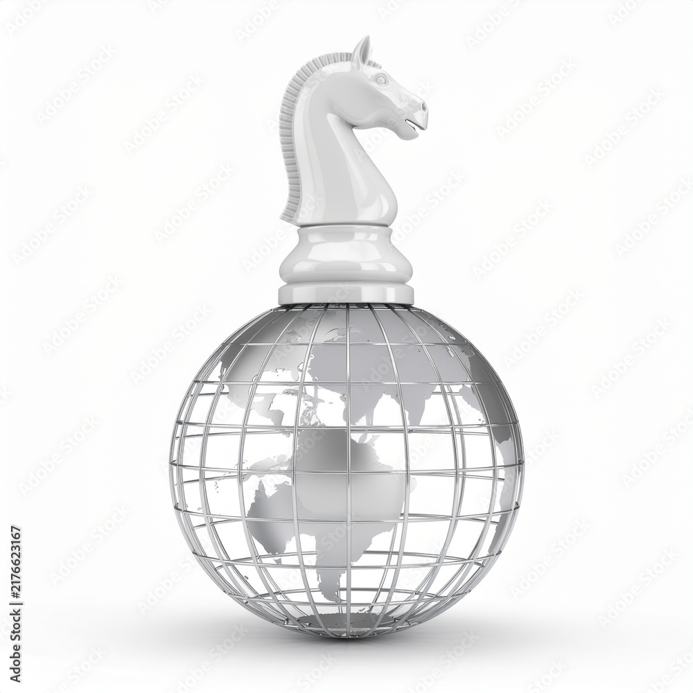 Naklejka premium Business Strategy Chess Knight Globe
