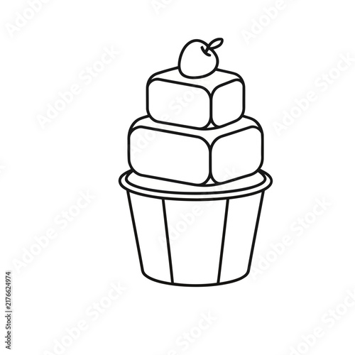 Outline of a stacked cupcake with a cherry on top