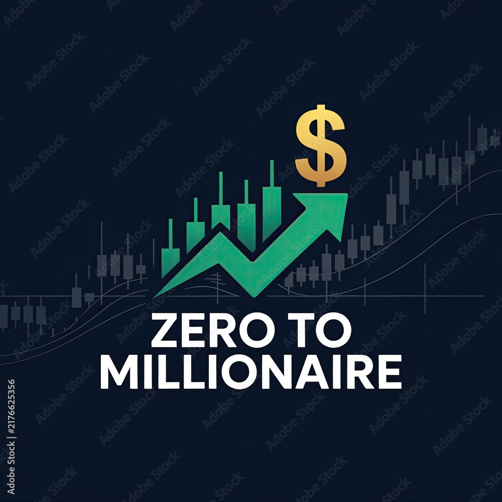 Fototapeta premium Zero To Millionaire - Financial Growth Logo with Arrow and Dollar Symbol Design