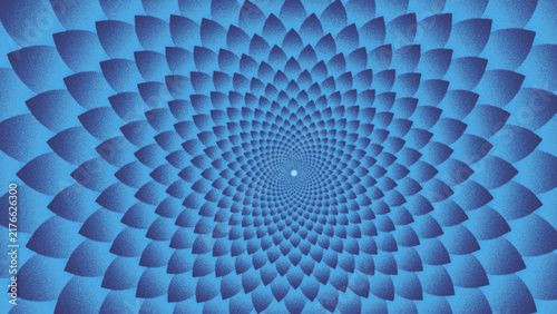 Abstract Spiral Geometric Pattern with Repeating Shapes and Optical Illusion