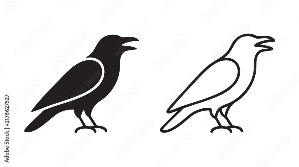 Fototapeta premium american crow icon set, vector illustration featuring bird