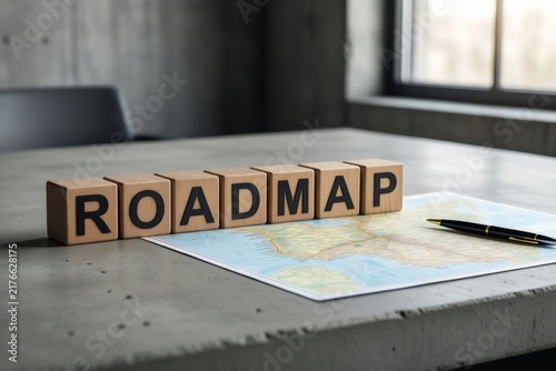 Letter Blocks Spelling ROADMAP on Business Desk