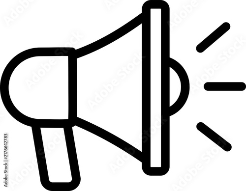 Megaphone Bullhorn and Public Announcement Outline Line Icon for Promotion and Advertising