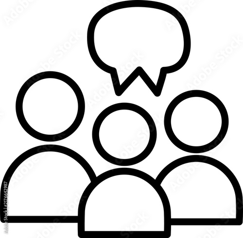 Team Collaboration Meeting and Discussion Group Line Icon Vector Illustration