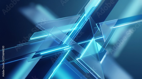 Abstract futuristic geometric shapes with glowing light