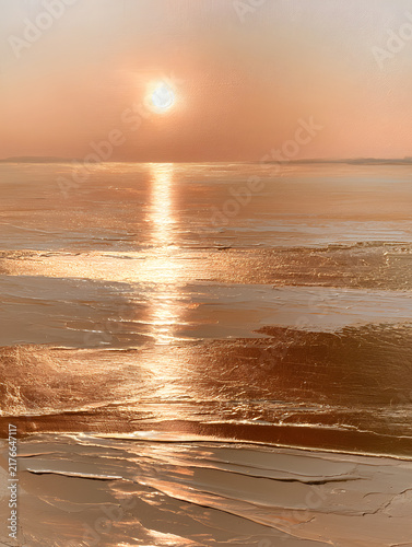Striking mixed media abstract landscape artwork with layered textured paper and metallic gold leaf accents