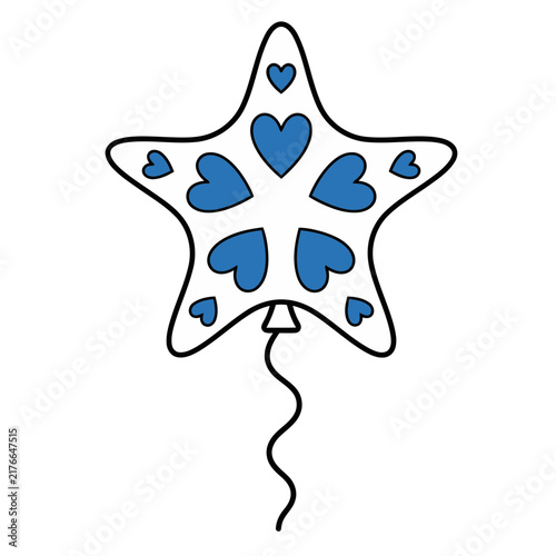 Star shaped balloon with blue hearts