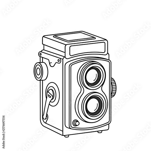 Vintage twin lens reflex camera illustration