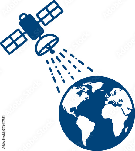 Satellite orbiting and transmitting data signal to earth