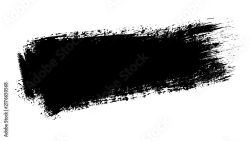 Black grunge brush stroke isolated on transparent background