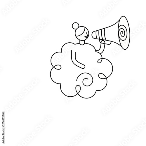 Person with Megaphone in Cloud