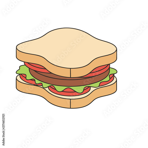 Sandwich with lettuce, tomato, and patty