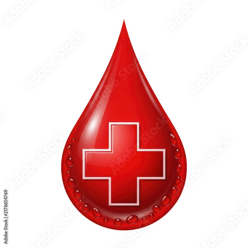 Red blood drop icon with white cross symbol