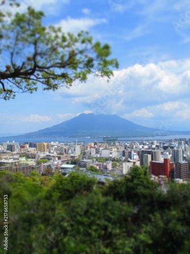 Картината върху платно Sakurajima, Kagoshima, Japan - Diorama Effect