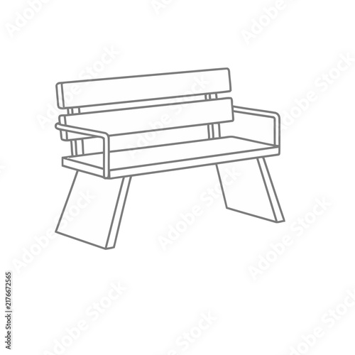 Simple line drawing of a park bench
