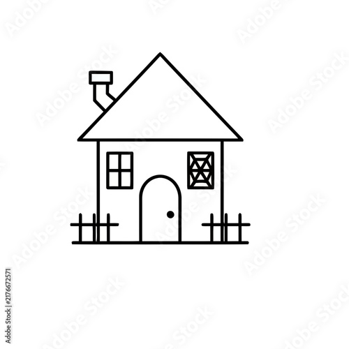 Simple house outline with fence