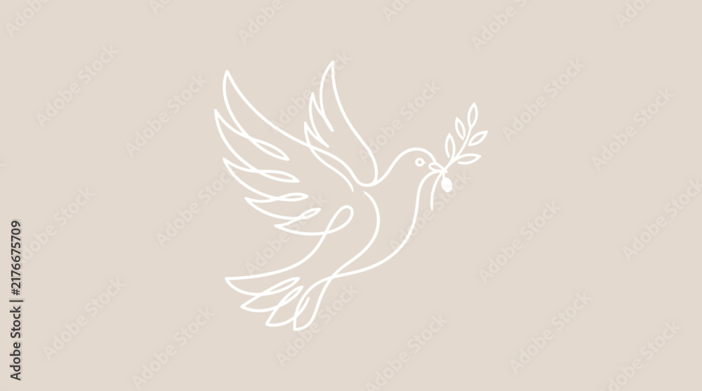 Obraz premium Minimalist peace dove, line art bird