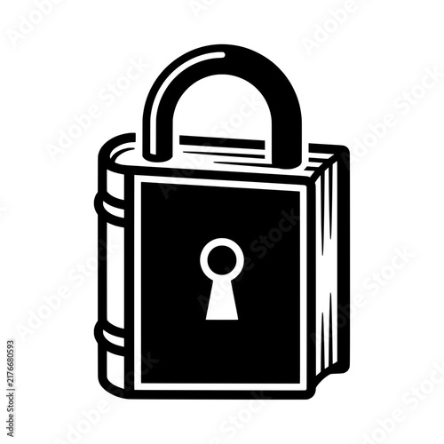 Book Shaped Like Padlock with Keyhole Vector Illustration - Secret Security Journal Line Art Icon
