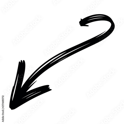 Doodle emphasis arrow icon. Design quirky twist zigzag line, spring coil, curve wave. Vector
