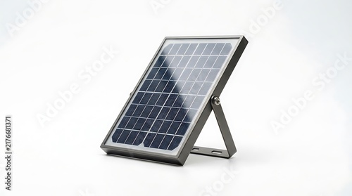 Portable Photovoltaic Solar Panel with Adjustable Stand for Sustainable Renewable Energy Generation Isolated on White Background