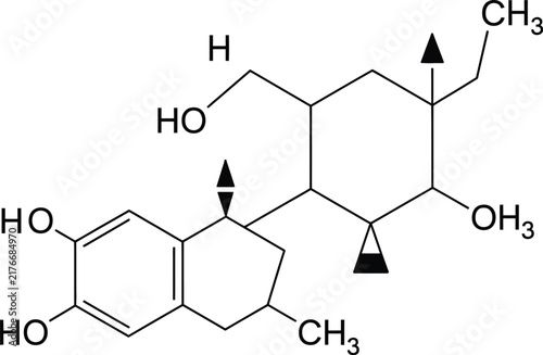 Принти на полотні Structural chemical formulas of testosterone molecule, male sex hormone androgen symbol, molecular chemistry concept, candy cane frames, Christmas border, New Year holiday design