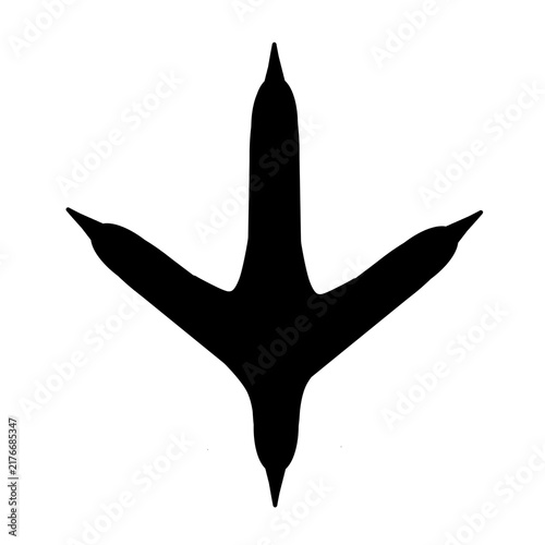 Turkey bird foot print silhouette. Chicken Foot silhouette icon. Bird foot print silhouette
