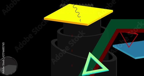 Geometrical graphic retro theme background animation with place for text. Minimal geometric elements frame video. Vintage abstract shapes for advertising.