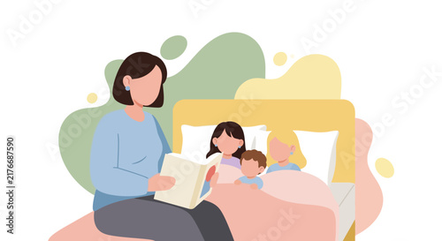 Young woman reading book illustration in minimalist modern style