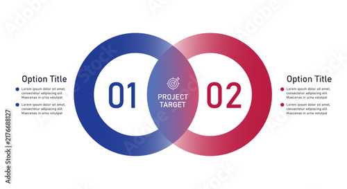 2 Option Venn Diagram Infographic Template with Intersecting Circles