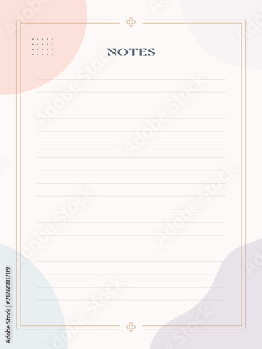 Elegant Geometric Frame Lined Note Paper Vector Template