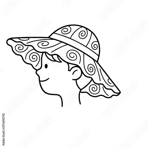 Person in a wide-brimmed hat with swirls