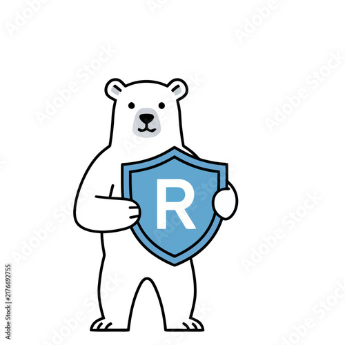 Polar Bear Holding a Shield with Letter R