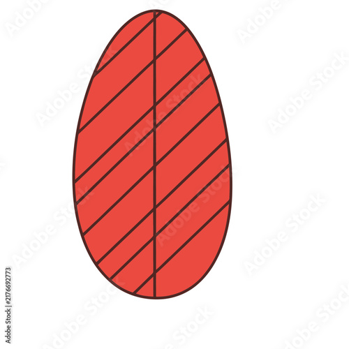 Red egg with diagonal lines pattern